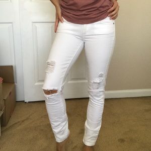 Size 24 White, Distressed Paige Jeans